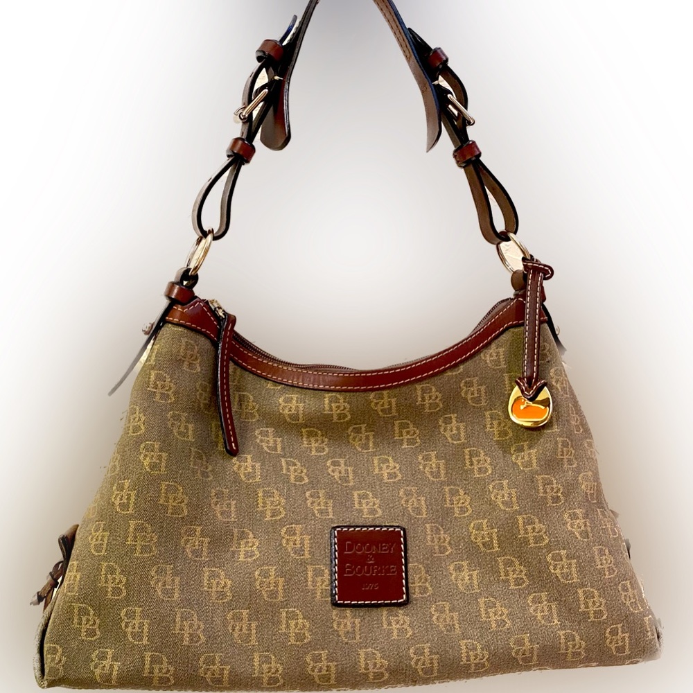 Dooney & Bourke East West Slouch Signature Canvas Bag, Sz: Medium